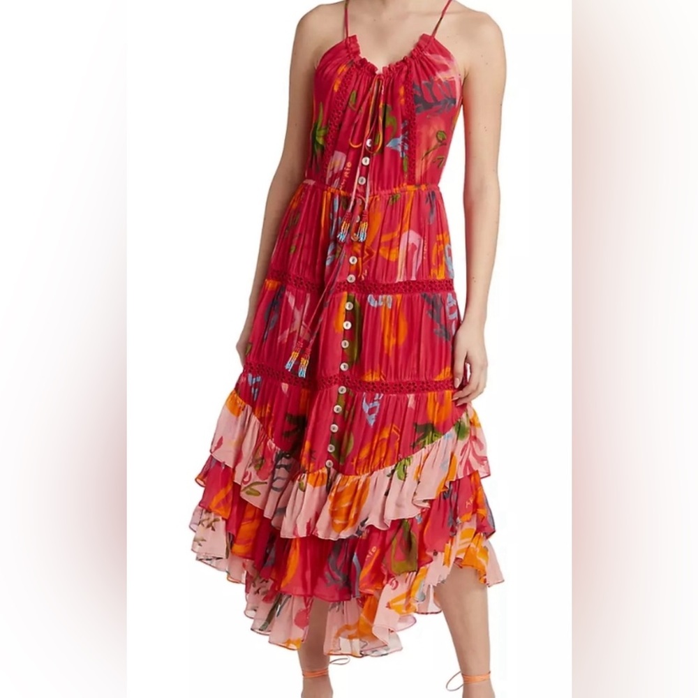 Farm Rio mixed fruits maxi dress. Red tropical dress. Brand new with tags. Small